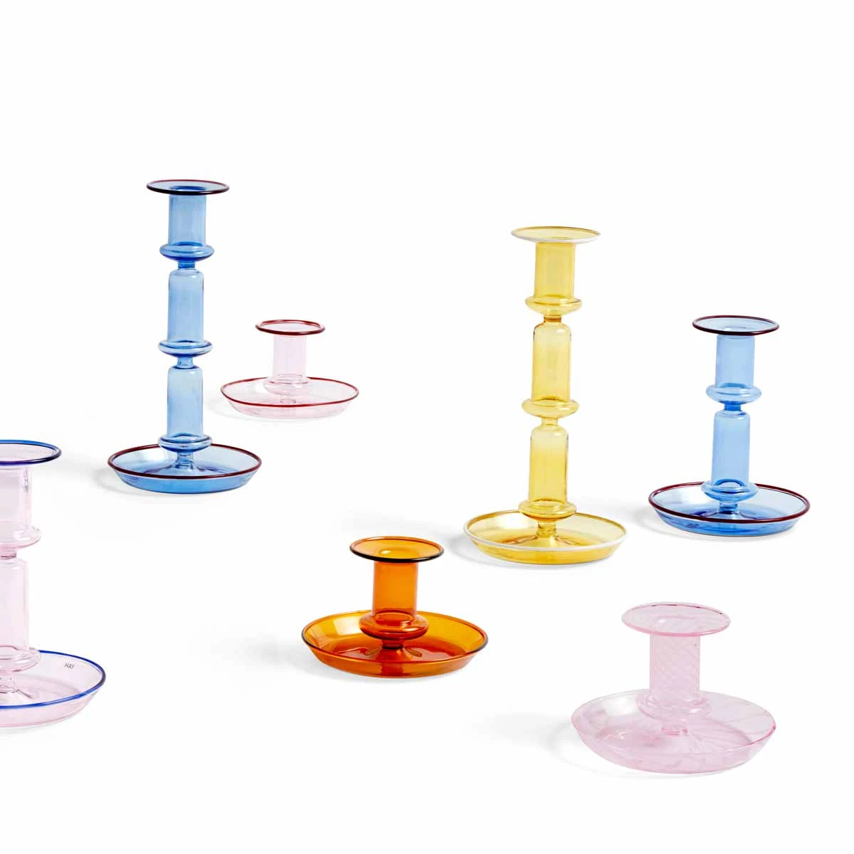 Brand new ❤️ HAY Flare Stripe Kerzenhalter, Pink ⭐ 4 HAY Flare Stripe Kerzenhalter, Pink