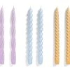 HAY Long Candle Set Lilac Light Blue Dark Peach