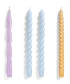 HAY Long Candle Set Lilac Light Blue Dark Peach