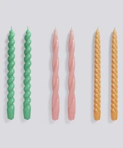 HAY Candle Long Mix 6 Pcs Green Dark Rose Tangerine