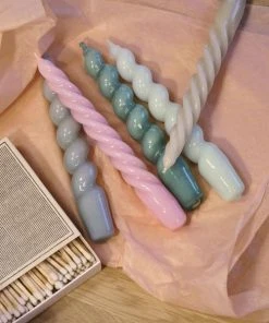 HAY Velas Spiral Set De 6 Tangerine, Light Blue, Light Grey