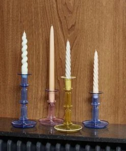 HAY Flare Tall Yellow With White Rim Candle Holder