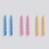 HAY Candle Spiral 6 Pcs Sky Blue Dark Pink Dark Peach