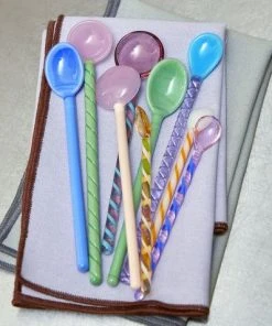 HAY Glass Spoons Flat 2 Pcs Light Pink And White