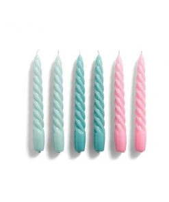 HAY Candles Twist Set Of 6 Arctic Blue Teal Pink