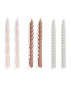 HAY Long Candle Set - Light Rose, Mauve, Light Grey