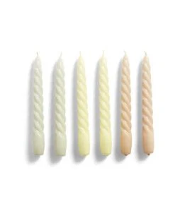 HAY Twisted Candles - 6 Pack - Grey-Beige/Citrus/Peach