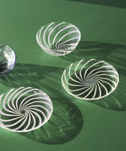 Best Pirce ✨ HAY Set of 2 Striped Glass Bowls Clear Pink ⌛ 13 HAY Set of 2 Striped Glass Bowls Clear Pink