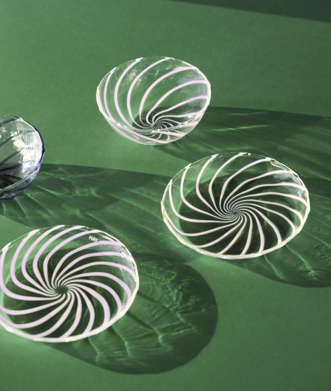 Best Pirce ✨ HAY Set of 2 Striped Glass Bowls Clear Pink ⌛ 8 HAY Set of 2 Striped Glass Bowls Clear Pink