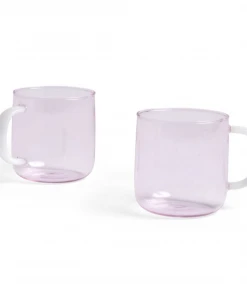 HAY Set of 2 Borosilicate Glass Mugs Pink