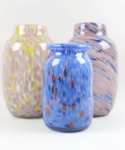 Promo π₯° HAY Hand Blown Splash Vase – Blue – Roll Neck π 13 HAY Hand Blown Splash Vase – Blue – Roll Neck