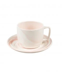 HAY Set of 2 Small Pink Twist Cup and Saucer
