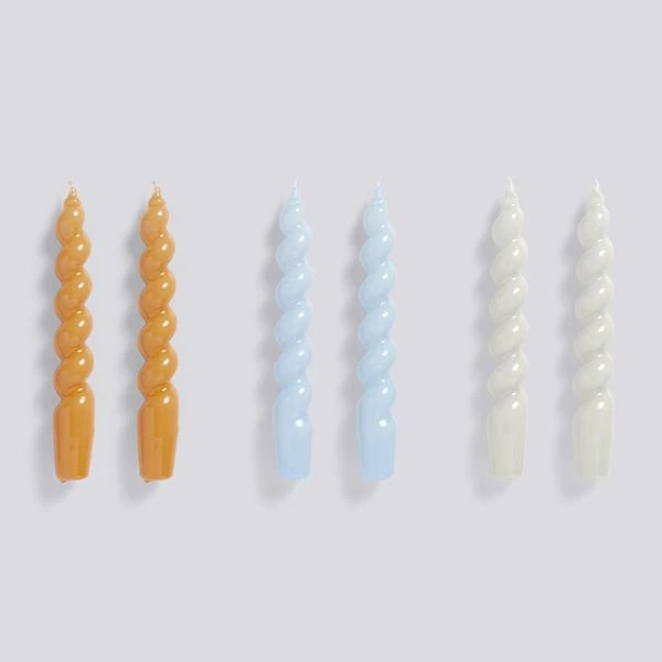 Cheap ❤️ HAY Candle Spiral 6 Pcs Tangerine Light Blue L Grey ⌛ 3 HAY Candle Spiral 6 Pcs Tangerine Light Blue L Grey
