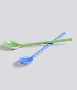 HAY Glass Spoons Mono 2 Pcs Sky Blue and Green