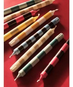 Flash Sale π HAY Stripe Candle Blue/Bordeaux β 7 HAY Stripe Candle Blue/Bordeaux