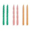 HAY Long Candle Set - Green, Dark Rose, Tangerine