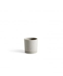 HAY Maceta Plant Pot with Saucer M Grey