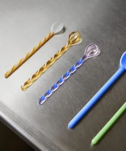 HAY Glass Spoons Round/ Set of 2/ Aubergine & Light Pink