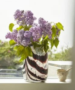 HAY Hand Blown Splash Vase Roll Neck Coffee & White