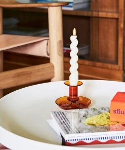 HAY Amber Flare Glass Candlestick