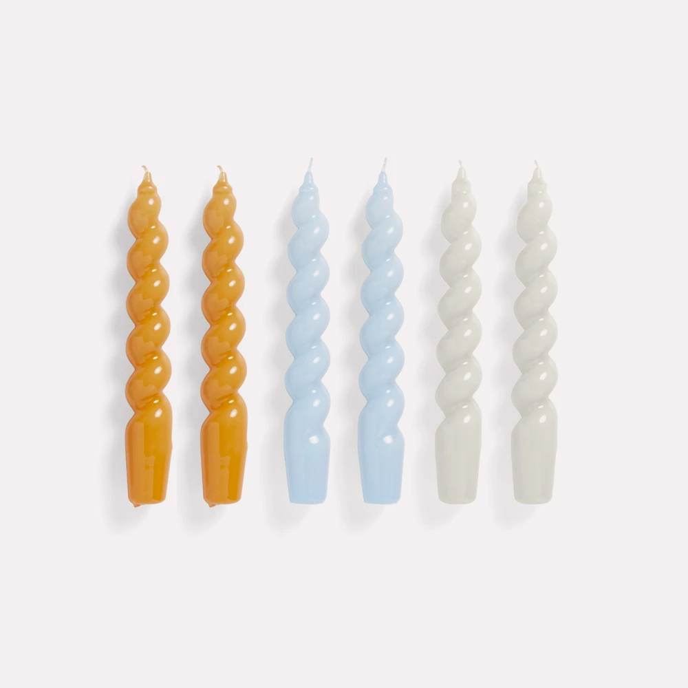 Wholesale ✨ HAY Candle Spiral Tangerine, Light Blue and Light Grey Set of 6 ⌛ 3 HAY Candle Spiral Tangerine, Light Blue and Light Grey Set of 6