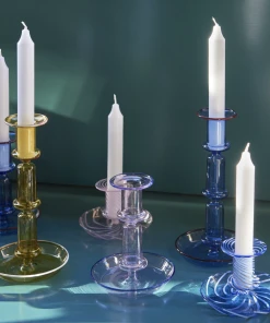 New π HAY Flare Striped Pink Glass Candle Holder β 9 HAY Flare Striped Pink Glass Candle Holder