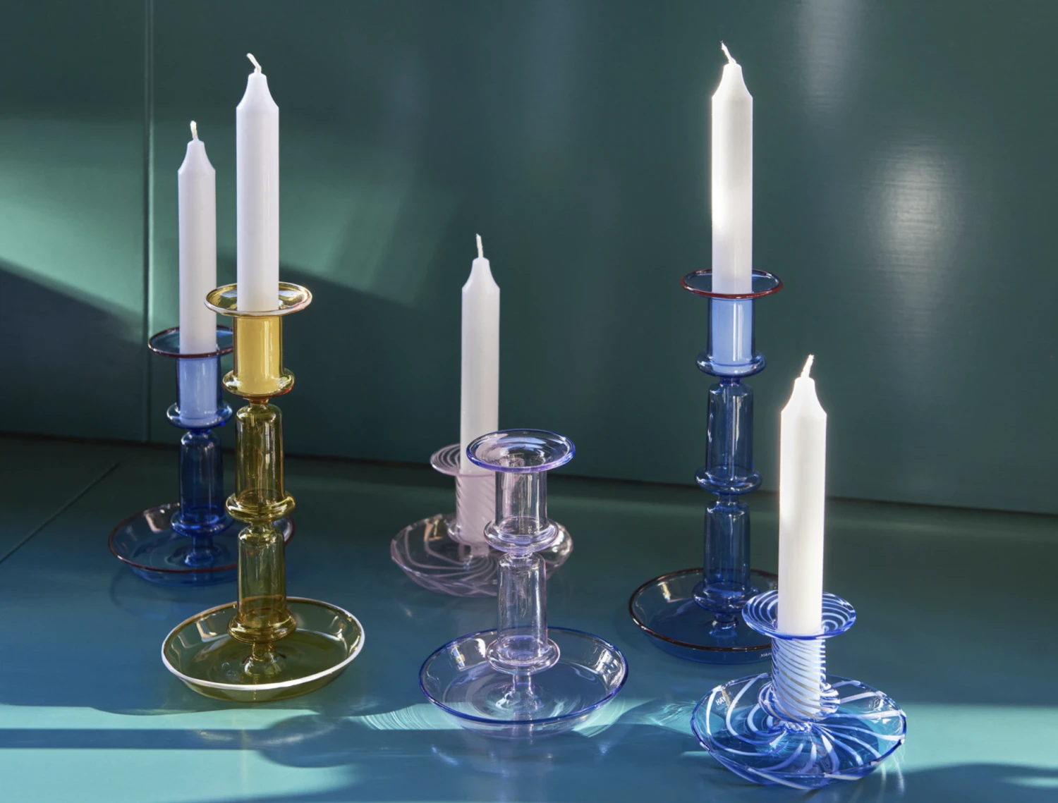 New π HAY Flare Striped Pink Glass Candle Holder β 6 HAY Flare Striped Pink Glass Candle Holder