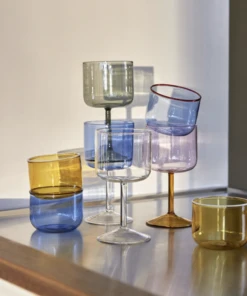 HAY Set of 2 Tint Wine Glasses Pink Yellow