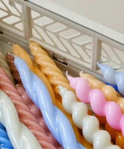 HAY Candle Spiral Tangerine, Light Blue and Light Grey Set of 6