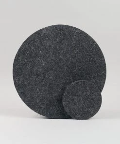 HAY Set of 4 Dark Grey Felt Placemats and Coasters