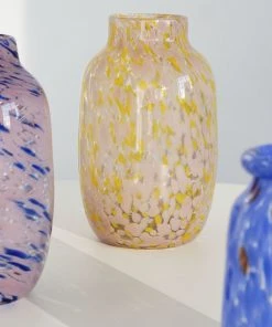 HAY Handmade Splash Glass Vase Pink and Yellow
