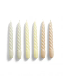 HAY Set of 6 Twisted Candles Grey Beige Citrus Peach