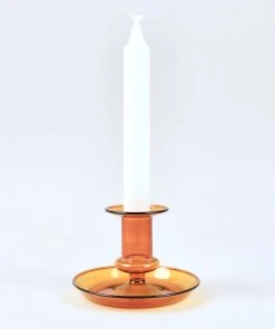 HAY Amber Flare Glass Candlestick