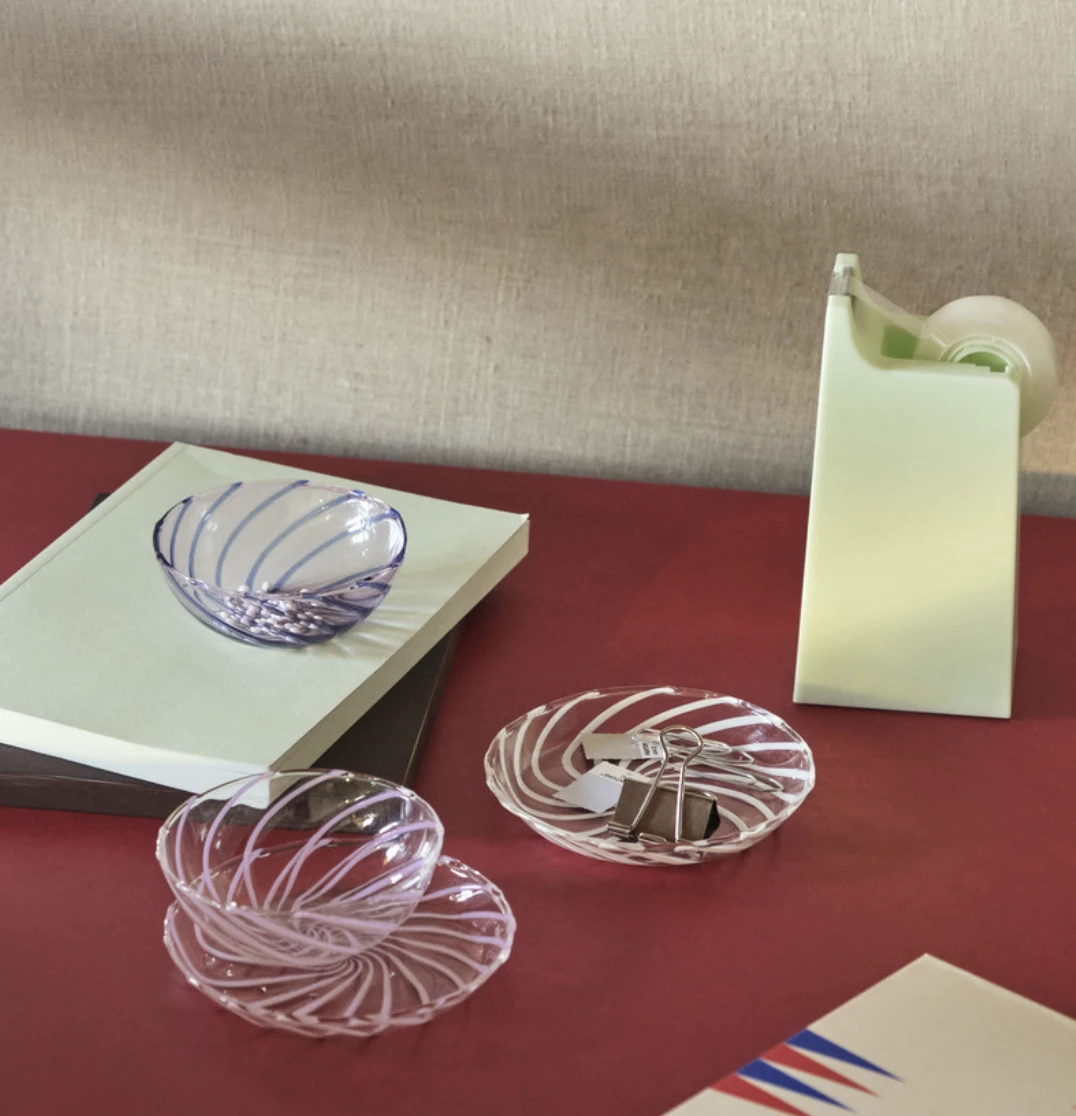 Hot Sale π₯° HAY Set of 2 Glass Striped Bowls Pink Blue π 4 HAY Set of 2 Glass Striped Bowls Pink Blue