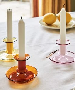 HAY Amber Flare Glass Candlestick