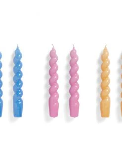 HAY Set of 6 Candle Spiral Blue Pink Peach