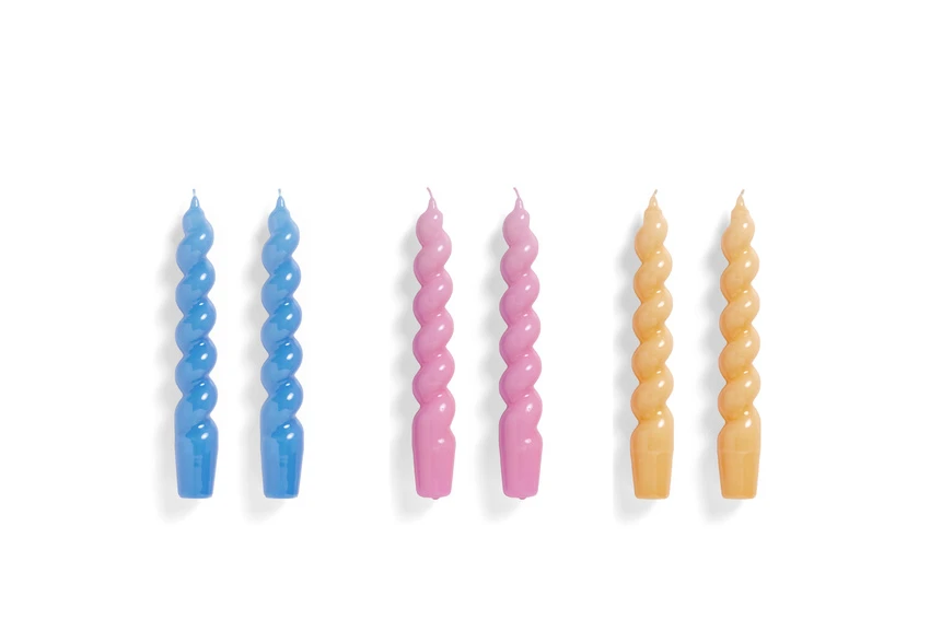 Best Sale β HAY Set of 6 Candle Spiral Blue Pink Peach π 3 HAY Set of 6 Candle Spiral Blue Pink Peach