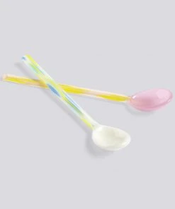 HAY Glass Spoons / Flat 2 Pcs Light Pink And White
