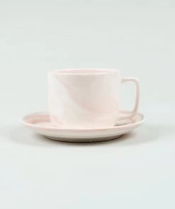 HAY Set of 2 Small Pink Twist Cup and Saucer