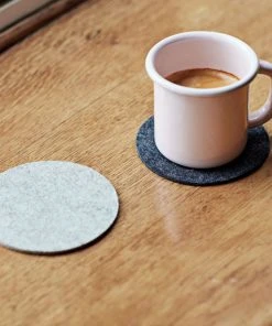 HAY Set of 4 Dark Grey Felt Placemats and Coasters