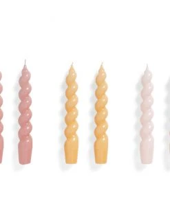 HAY Set 6 Candles Spiral Pink Peach Light Pink