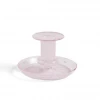 HAY Flare Striped Pink Glass Candle Holder