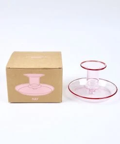 HAY Pink Glass Flare Candlestick