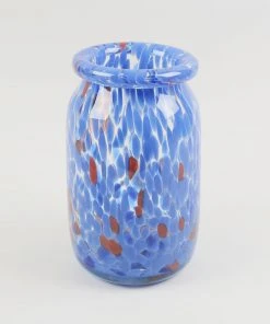 Promo π₯° HAY Hand Blown Splash Vase – Blue – Roll Neck π 10 HAY Hand Blown Splash Vase – Blue – Roll Neck