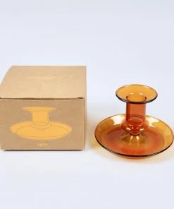 HAY Amber Flare Glass Candlestick