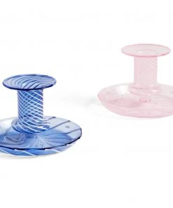 HAY Flare Candlestick - Pink Stripe