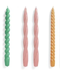 HAY Set of 6 Long Twisted Candles