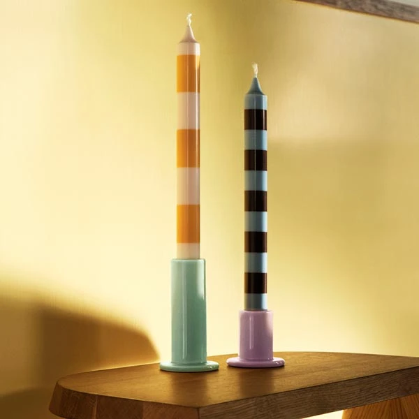 Flash Sale π HAY Stripe Candle Blue/Bordeaux β 4 HAY Stripe Candle Blue/Bordeaux
