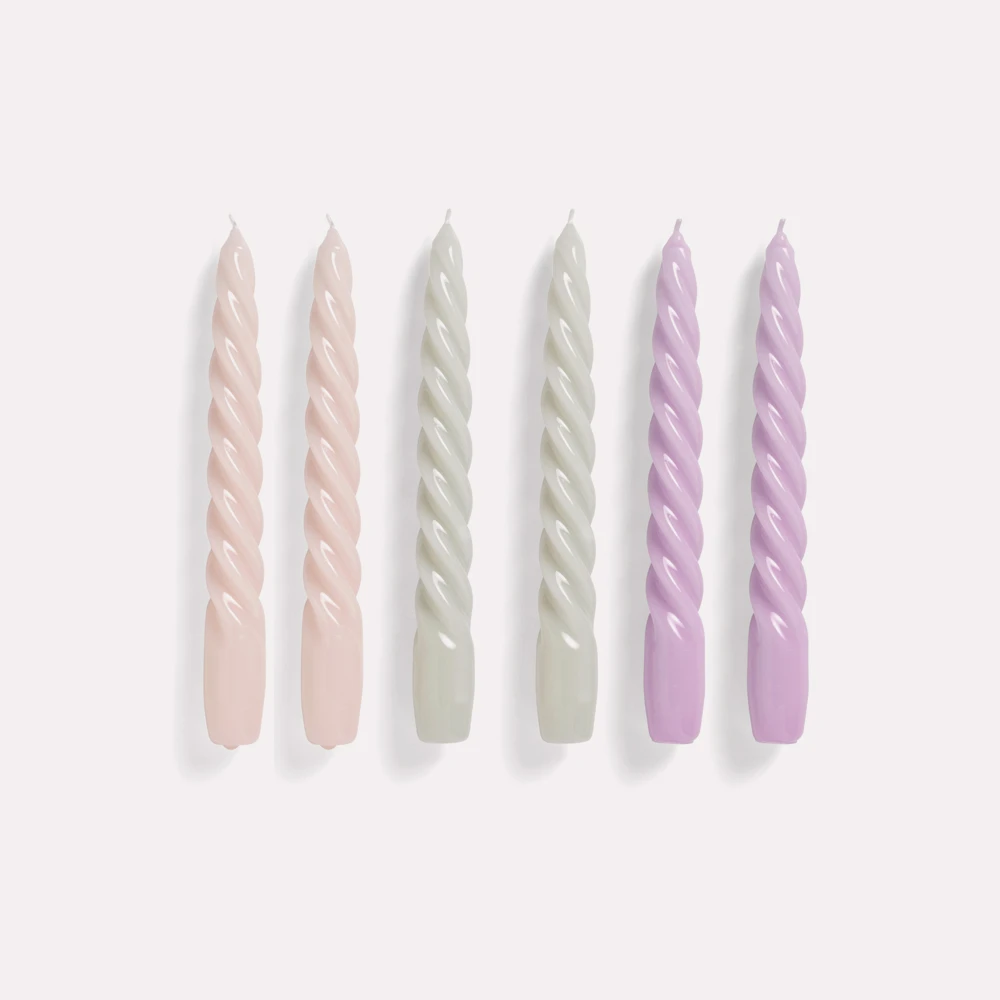 Discount ⌛ HAY Candle Twist Light Rose, Light Grey and Lilac Set of 6 ❤️ 3 HAY Candle Twist Light Rose, Light Grey and Lilac Set of 6