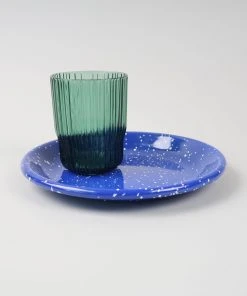 HAY Enamel Deep Plate Medium Speckle Blue